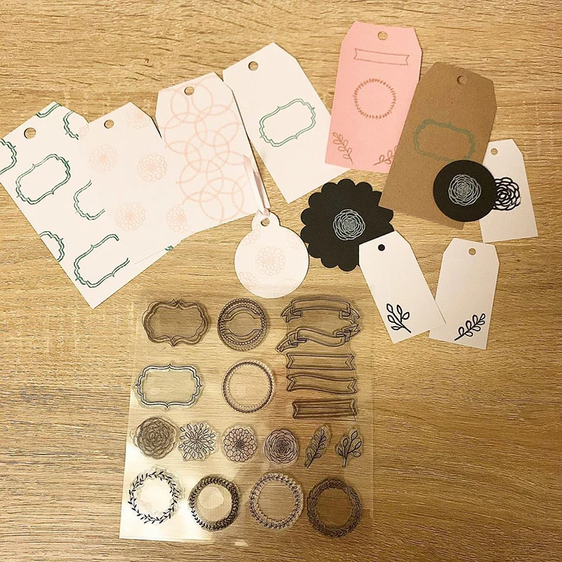 

Label Tag Flower Plant Clear Silicone Stamp Set for DIY Scrapbooking/Photo Album Craft Supplies Card Making Decorative