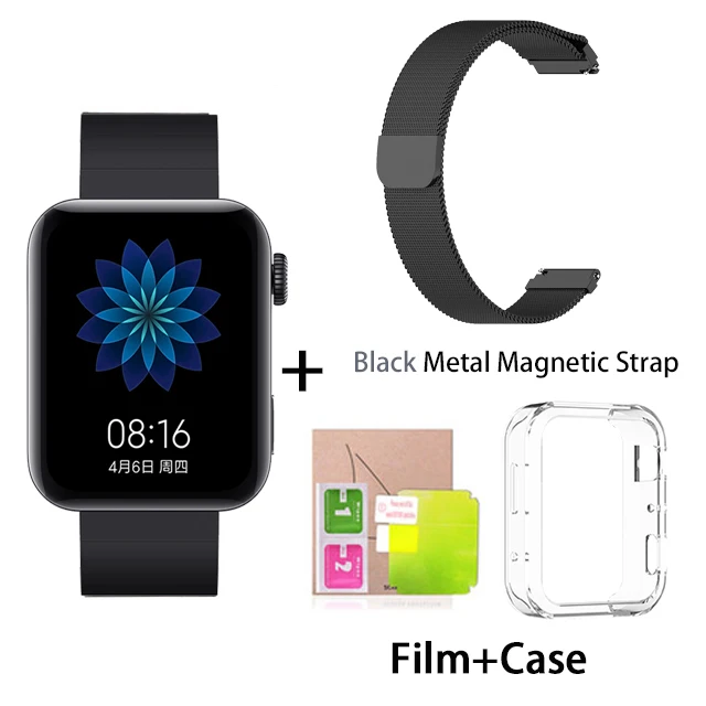 Новые Xiaomi mi часы mi UI Android умные часы Bluetooth 4,2 многофункциональные часы с NFC A Ture Smart Wtach - Цвет: Black n black mstrap