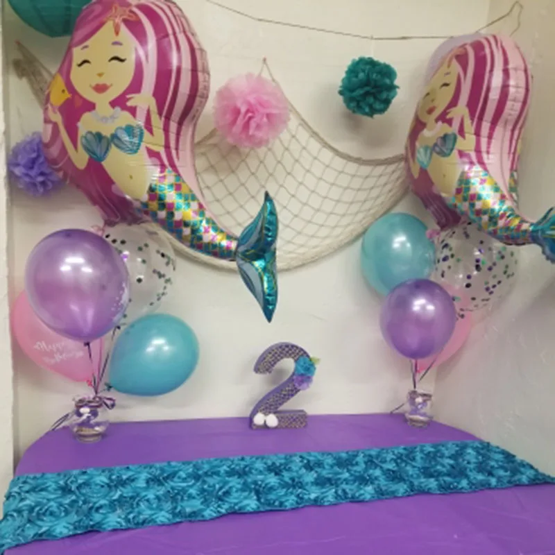 Вечерние украшения в виде русалки на день рождения, баннер, воздушные шары, гирлянда для девочек на день рождения, хвост русалки, ракушка, баннер, декор для детского душа