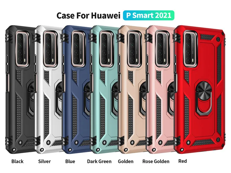 galaxy flip3 case עבור Huawei P חכם 2021 PSmart 2020 מקרה עמיד הלם מגנטי רכב מחזיק טבעת שריון מקרה עבור PSmart פרו 2019 P חכם Z Y7A Y9A galaxy z flip3 5g case