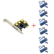 6 pces usb 3.0 pci-e express 1x a 16x adaptador de cartão de riser pcie 1 a 4 slot pcie porta cartão multiplicador para btc bitcoin mineiro mineração