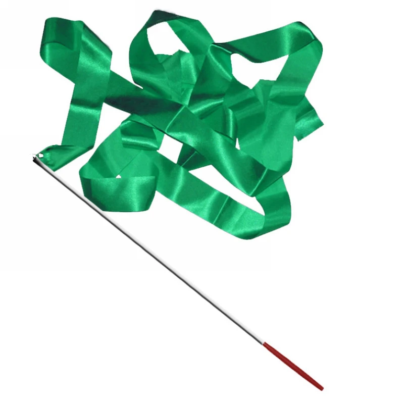 Green Новое поступление, 4 м, лента для танцев, для скручивания, для тренажерного зала, художественная гимнастика, балетная лента с палочкой, жезл, разноцветный, 10 цветов - Цвет: Green