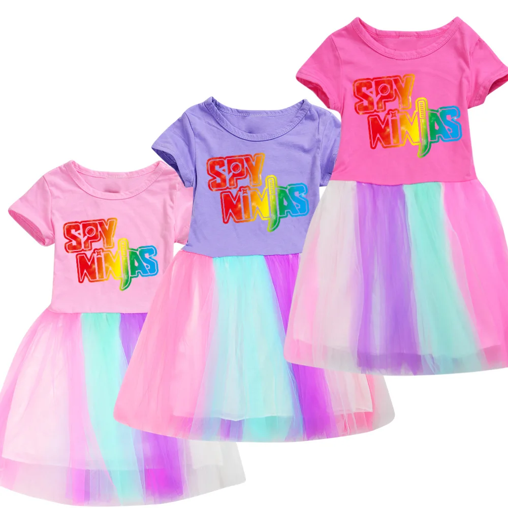 

SPY NINJA Girls Clothes New Summer Princess Dresses short Sleeve Kids Dress Cartoon Party Girls Dresses Children Clothing 3-14Y