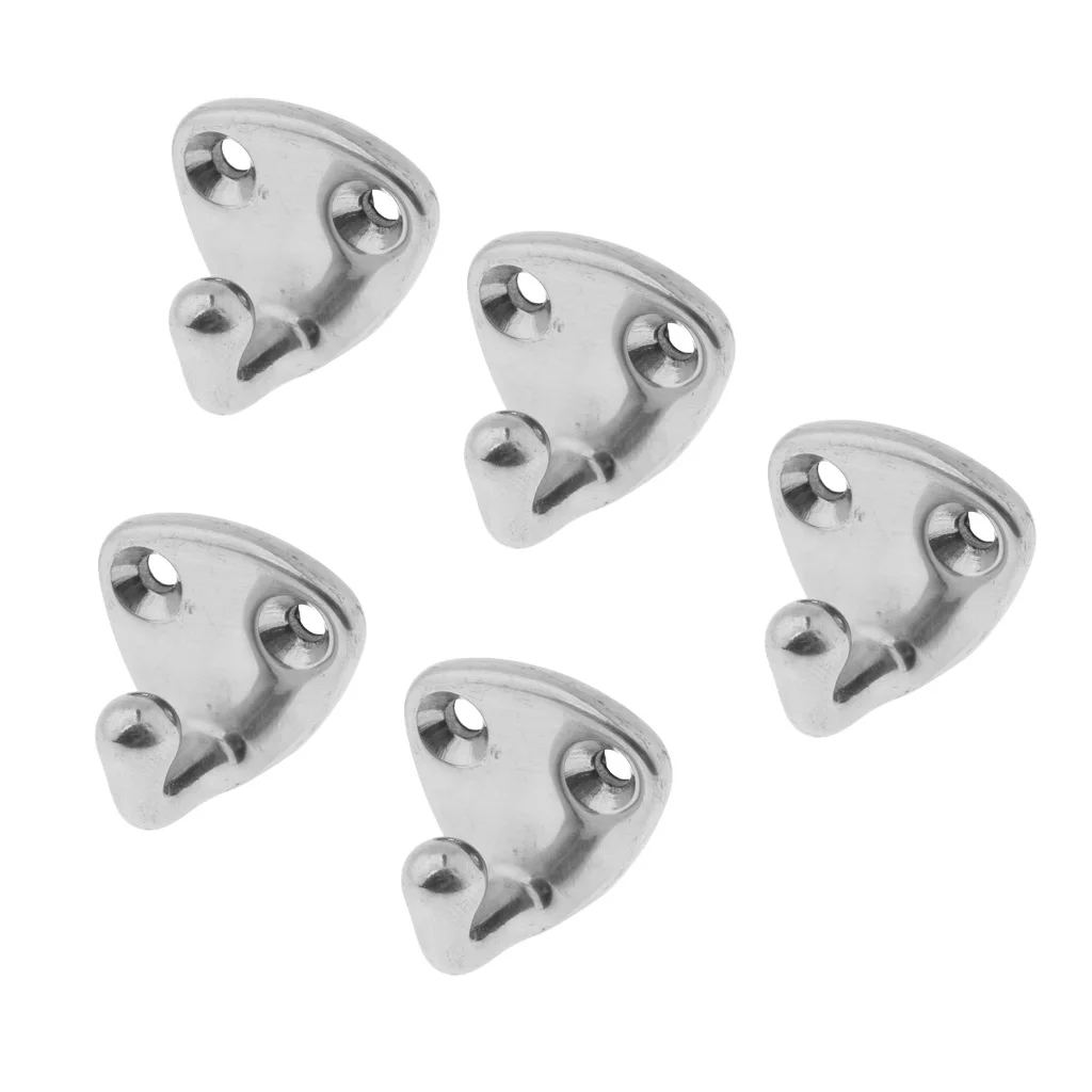 5-Counted 316 Stainless Steel Coat J Hook Hang Ring Boat Hardware Accessories