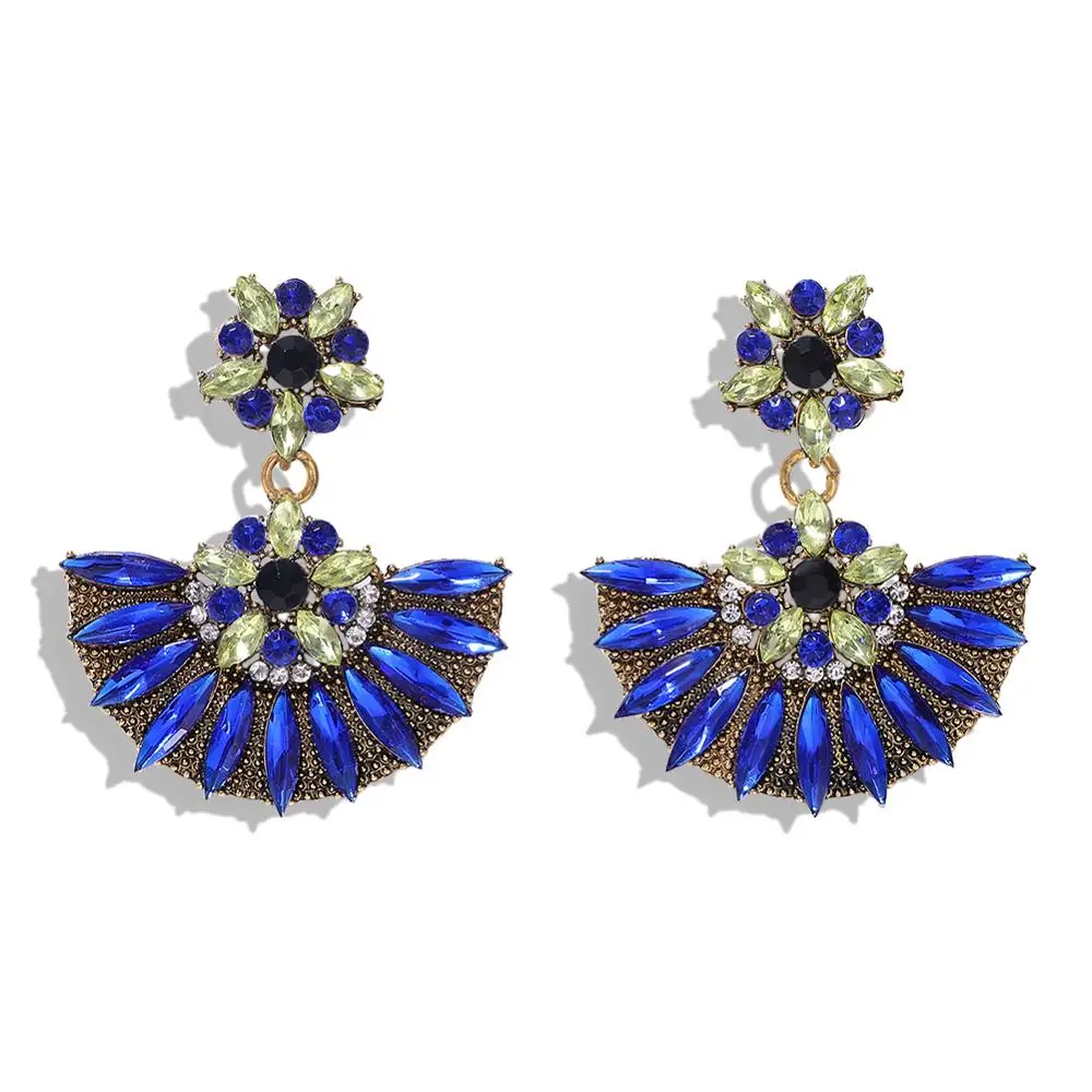 Женские свадебные серьги с разноцветными кристаллами, Boho, ручная работа, подарки для девушек, массивные вечерние ювелирные изделия - Окраска металла: 14