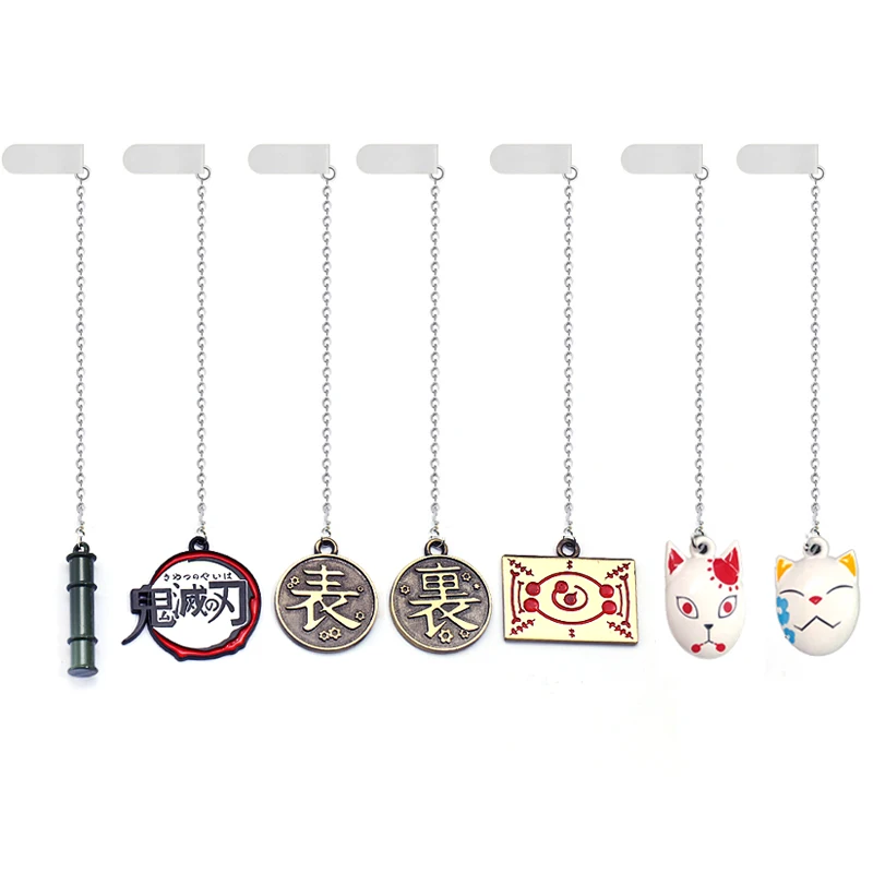 demon slayer kimetsu no yaiba bookmarks for books floral fox mask anime enamel kamado tanjirou nezuko bookmark paper pendant new key chains aliexpress