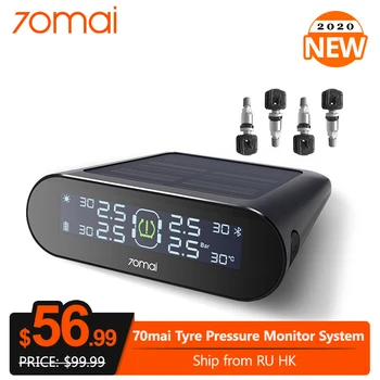 

Original 70mai Solar Power TPMS Car Tyre Pressure Sensors System Alarm Internal Sensor Tire Pressure Monitor Display
