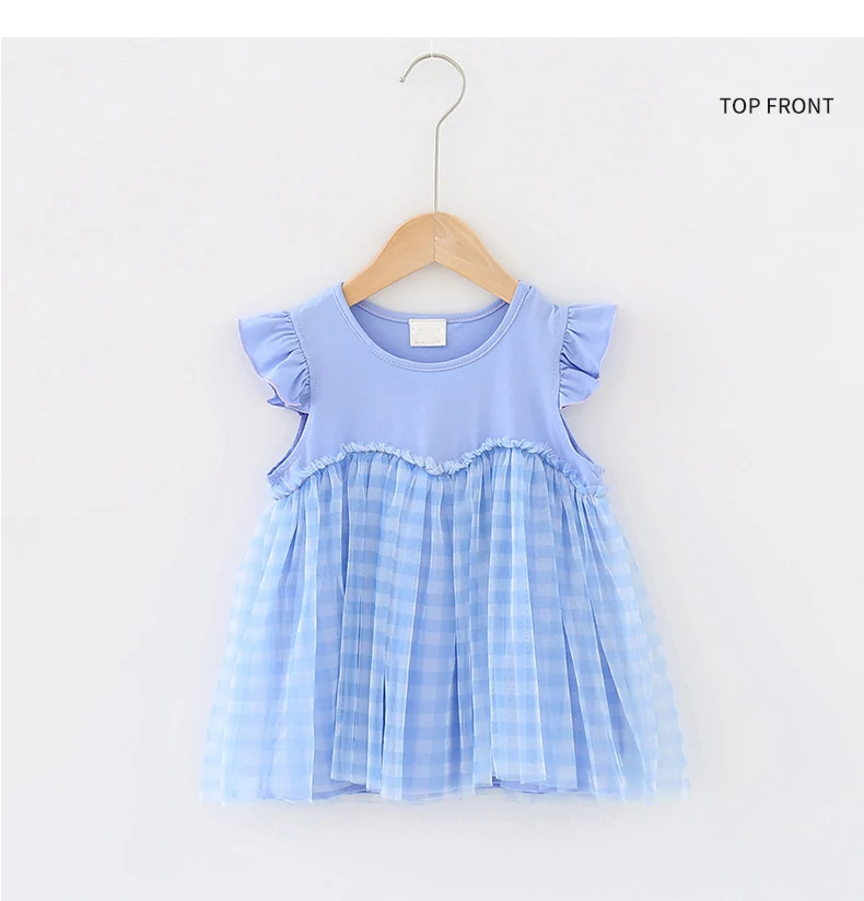 2020 Summer Dresses Toddler Kids Girls Ruffle Sleeveless Patchwork Dress For Girls Elegant Princess Baby Dress Pink Blue Clothes (2)