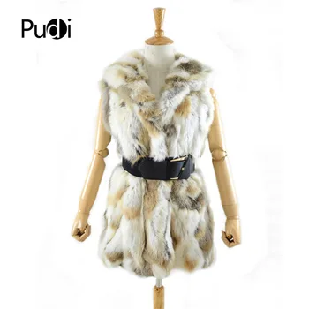 

VR020 real rex rabbit fur vest with hooded women's slim rex rabbit fur coat winter fur jacket Free shipping