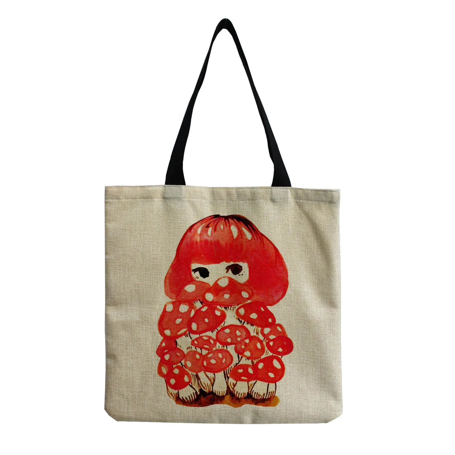 Creativity Personality Plant Mushroom Shoulder Bag Art Refreshing Floral Tote Bag Eco Protection Large Capacity Women Handbag 