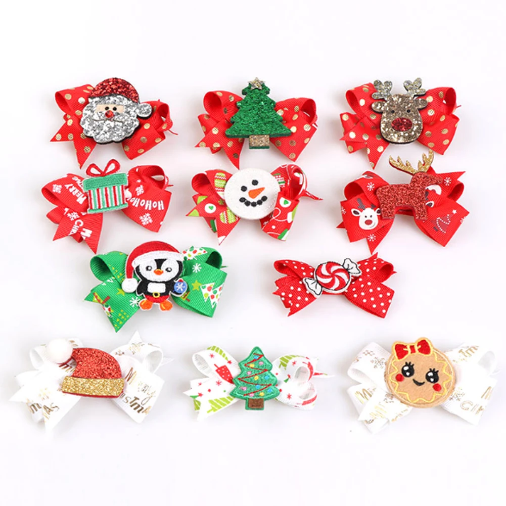 Милые рождественские аксессуары для волос девочек заколка-крокодил детские