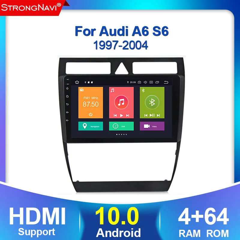 Автомобильный GPS-навигатор экран 9 дюймов 2.5D IPS 4 + 64 ГБ Android 10 0 для Audi A6 S6 RS6 1997-2004 Wi-Fi