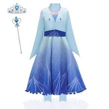 Новое синее платье для девочек костюм принцессы Эльзы 2 рождественское платье для костюмированной вечеринки костюм Эльзы для девочек 4 лет