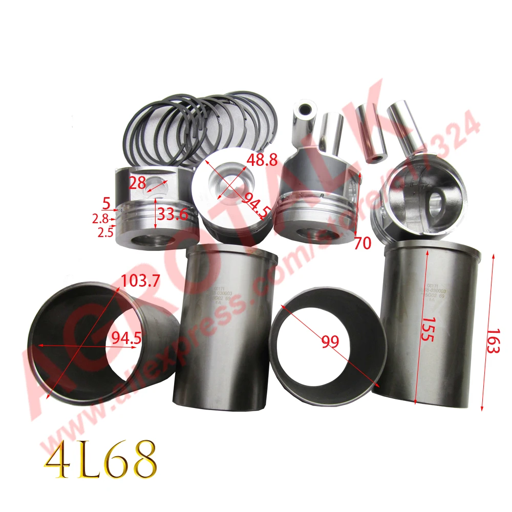 Set Of Pistons Groups For Changchai 4l68, Part Number 4l68030003