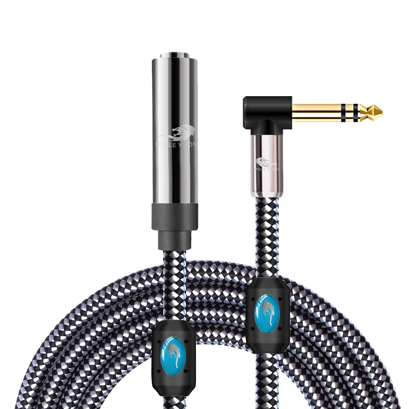 Stereo 6 35mm Extension Cable Angled TRS Jack 1 4 Male to Female for Monitor Headphone Premium OFC Audio Cable 1M 2M 3M 5M 8M