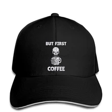 Бейсболка BUT FIRST COFFEE SKULL MORNING HUMOR FUNNY DEAD женские черные бейсболки