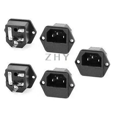 

15A 250VAC IEC 60320 3 Terminals Fuse Holer C14 Inlet Male Power Plug 5 Pcs