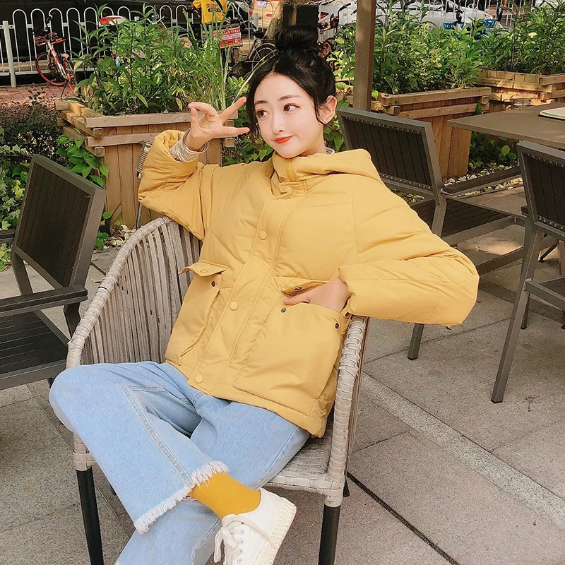 

Down Padded Korean Winter 2019 New Type Bread Clothing Cotton Padded Jacket Short Thickened Cotton Coat Black Jacket Women