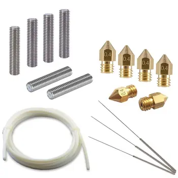 

3D Printer Tool Kit - 6 Nozzle Heads, 6 Extruder 30mm M6 Tube, 3 Cleaning Tool, 2M PTFE Teflon Tube