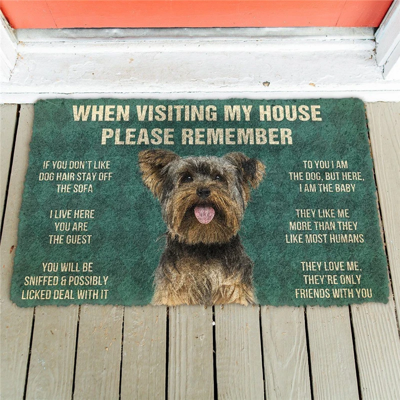 Please Remember Boston Terrier House Rules Custom Doormat Decor Print Carpet Soft Flannel Non-Slip Doormat for Bedroom Porch