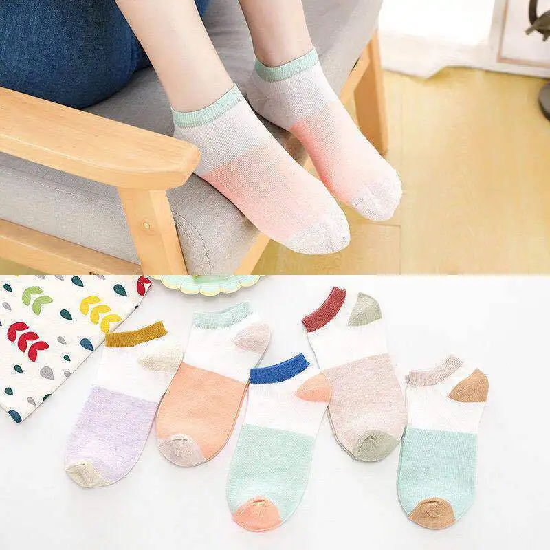 Boat Socks Cotton Cartoon Smiley Face Sock Socks Harajuku Low Help Shallow Mouth Couple Tide Socks - Цвет: 5 Pairs H