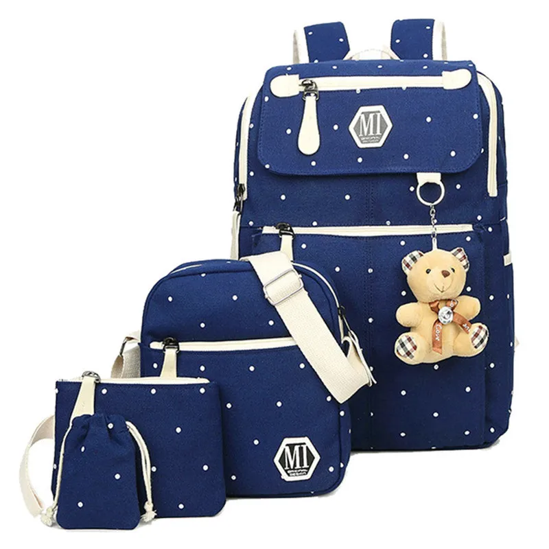 

2019 Teenagers Girls School Bags Women Dot Printing Backpack Lady Canvas Shoulder Bag Female Back Pack Laptop Schoolbag Mochila