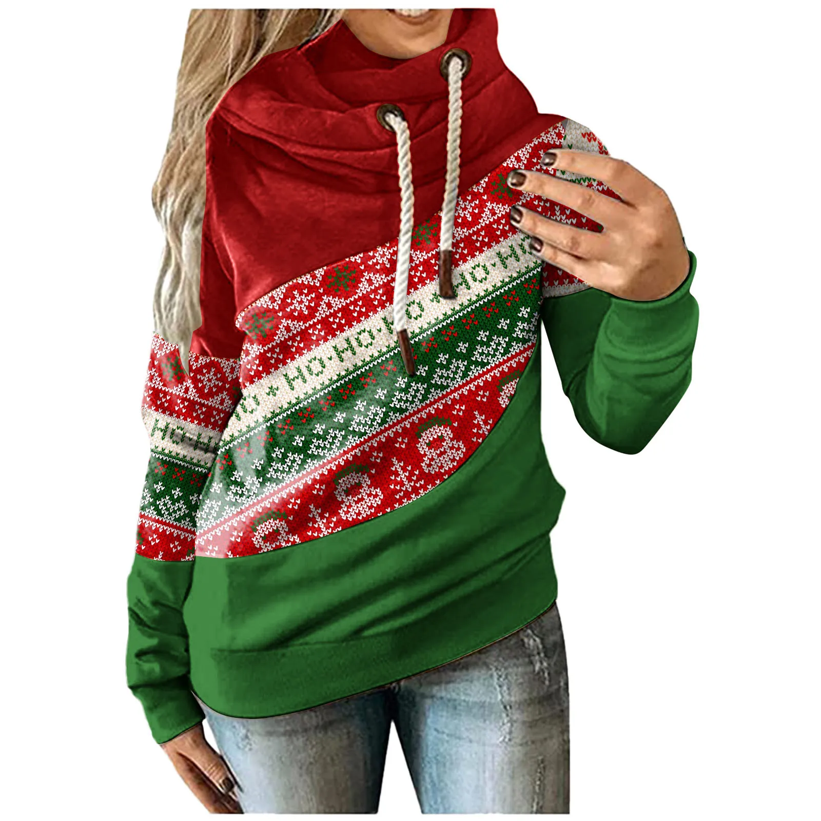 Harajuku Women Hoodies Casual Drawstring Patchwork Long Sleeve Pullover Tops 2021 Winter Female Loose Sweatshirts Sudaderas 2
