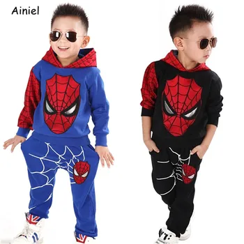 

Spider Cosplay man Spider Costume Man Kids Fashion Coat Pants Cartoon Clothes Suit Children Summer Clothing Suit Boys