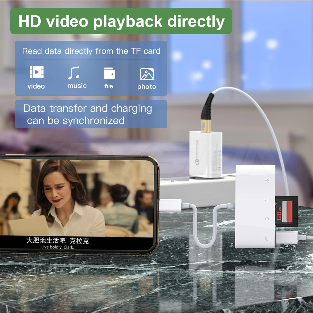 KEYSION 4в1 OTG кард-ридер для IPhone 11 Pro Max XS Max XR 8 7 SD TF карта памяти Писатель камера подключение комплект адаптер для IPad