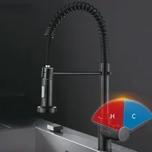 Black Kitchen Faucet Single Hole Pull Out Outlet Countertop Mix Faucet, 360-degree Kitchen Sink Faucet for Hot and Cold Water