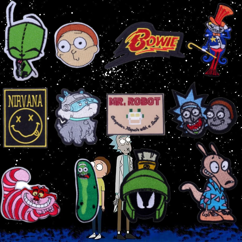 

Pulaqi Nirvana Patch Stranger Things Badges Iron On Embroidered Patches For Clothing Rick and Morty Stickers On Clothes Applique