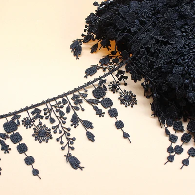 1Y Bianco Nero Solubile in Acqua Tessuto di Pizzo Nastro Ricamato Bordo Trim Per Artigianato FAI DA TE Abi Tende Nappa Frangia Decor  15