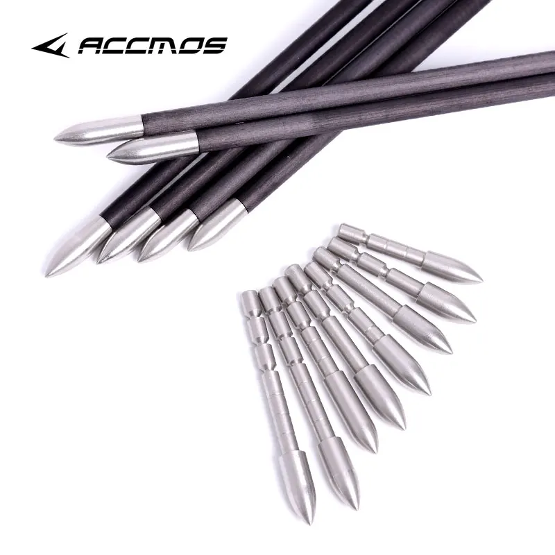 12/24PCS 70 80 90 100 110 120 Grain Stainless Steel Bullet Point Tip For Id 4.2 Mm Arrow Shaft Arrow Head Archery Accessory Bow 2