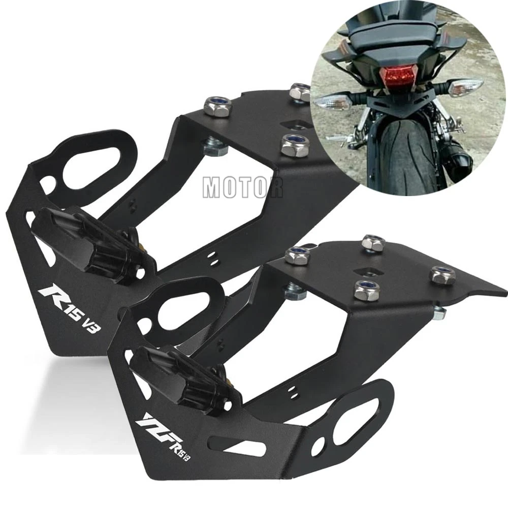 

Motorcycle Angle LED License Plate Holder Support Plaque Moto Bracket Frame For YAMAHA YZF R15 V3 YZF-R15 V3 2017-2020 2018 2019
