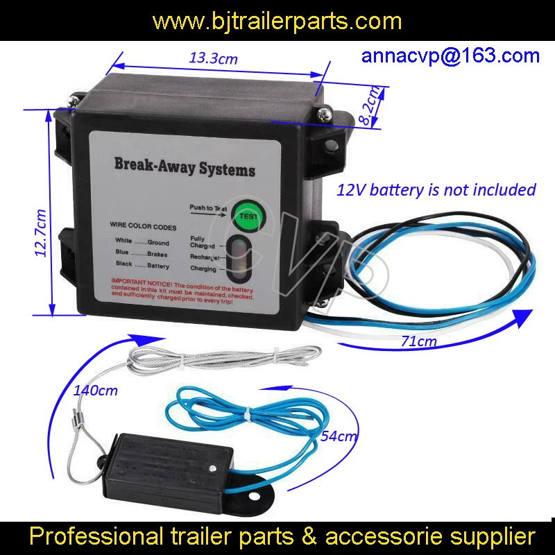 CVP TRAILER BREAK AWAY SYSTEM KIT 12V SEPARATION RUNAWAY ...