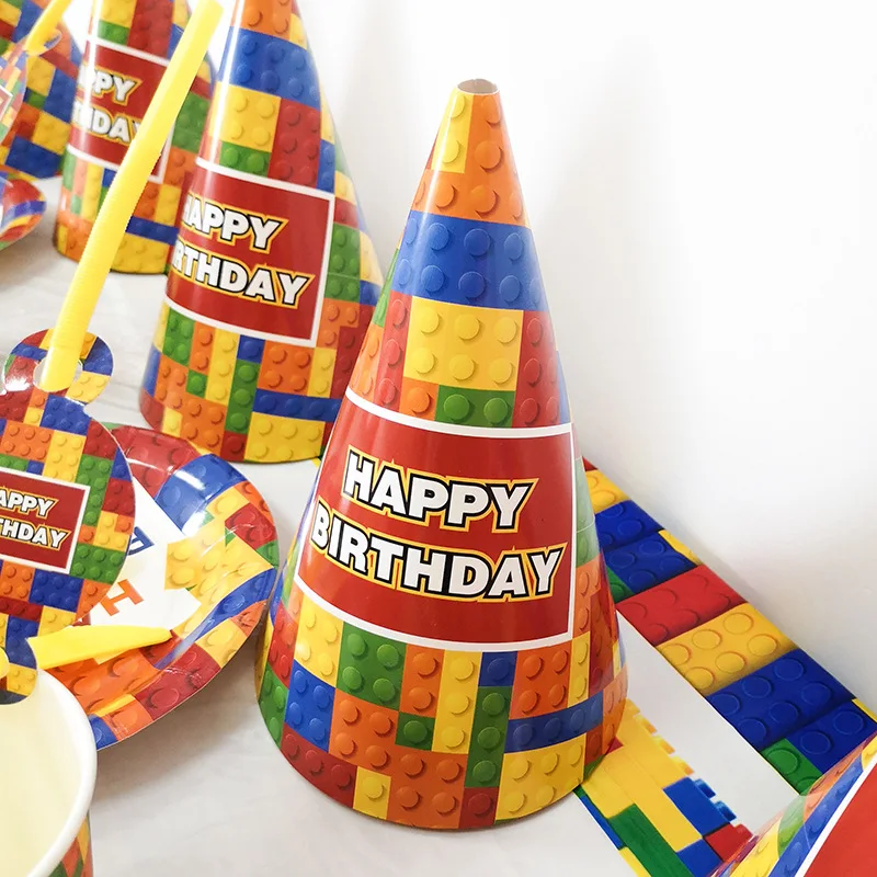 

Legoing Blocks Party Decorations Disposable Tableware Kids Birthday Party Decor Baby Shower Supplies