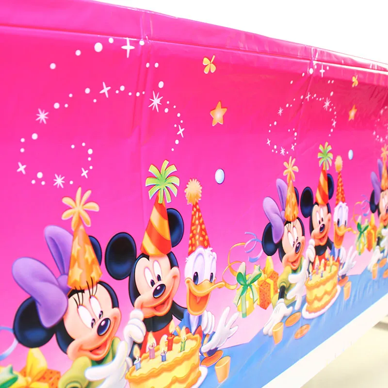 Tablecloth-1pcs Микки Маус вечерние для украшения детского душа Дети День рождения одноразовые принадлежности для вечеринок Микки Минни торт Декор - Цвет: Tablecloth-1pcs