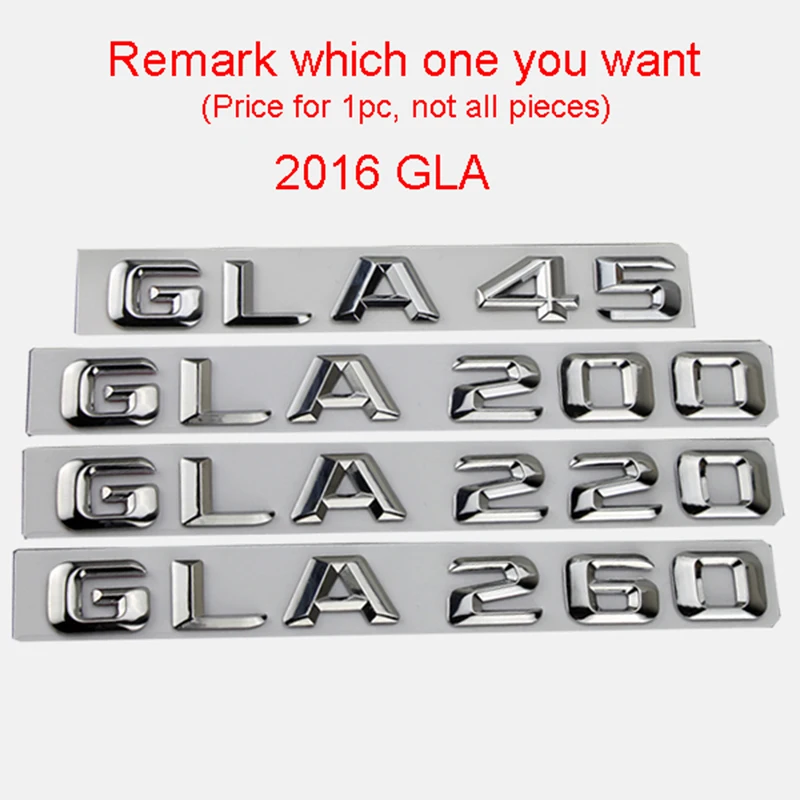 Хромированные буквы, цифры, Эмблема для Mercedes Benz A C S CLA CLE CLS GLA GLC GLE GLS, значок, автомобильный Стайлинг, переоборудование багажника, логотип, наклейка - Цвет: 2016 GLA
