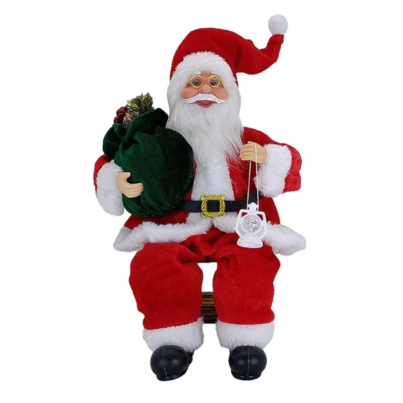 14'' Sitting Santa Claus Figurines Christmas Figure Decorations Hanging Xmas Tree Ornaments Santa Doll Toy Collectible 69HF christmas decorations plush doll
