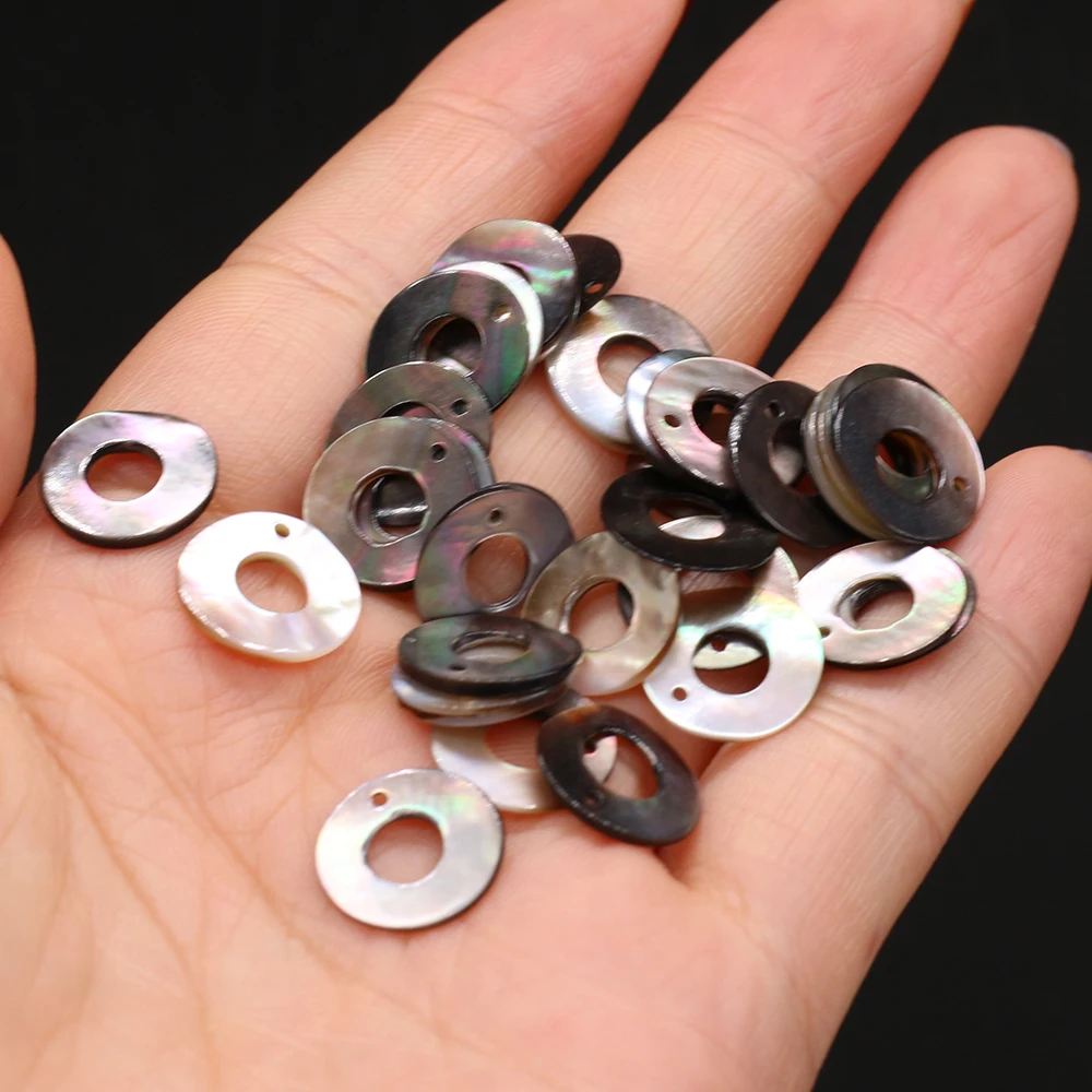 

Natural Black Shell Pendant Circle Big Hole Flake Exquisite Charms For Jewelry Making DIY Bracelet Necklace Earring Accessories