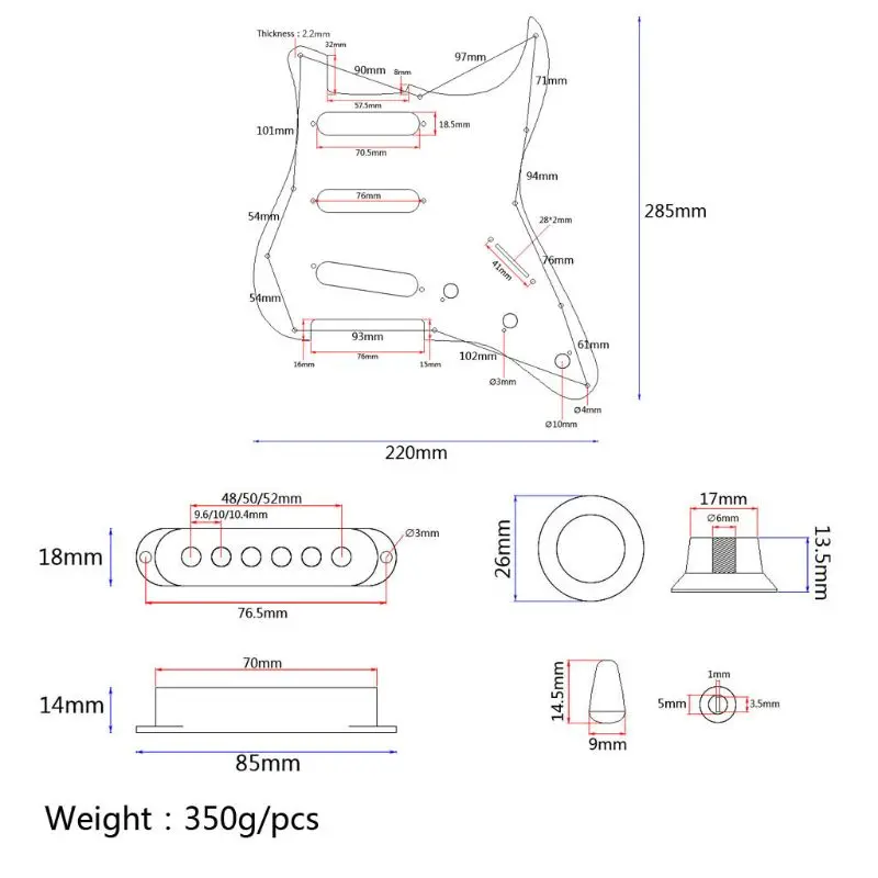Prewired накладка SSS с одной катушки ЗВУКОСНИМАТЕЛИ ДЛЯ электрогитара Strat