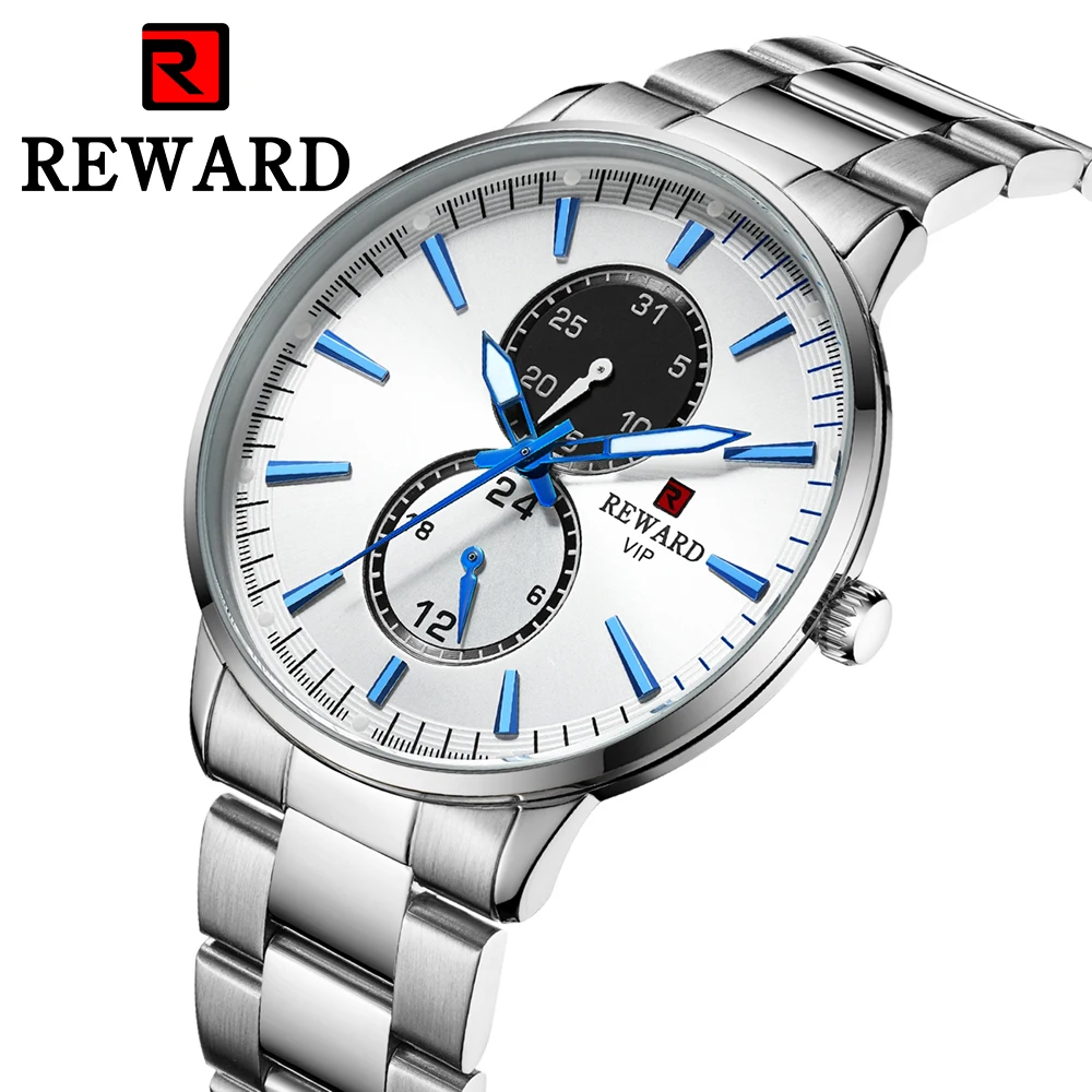 

REWARD Luxury Brand Watch Men Waterproof Quartz Watches Male Luminous Hands Clock Stainless Steel Strap Wrist watch reloj hombre