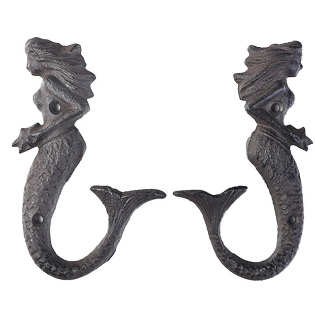 Shabby Chic Cast Iron Decorative Wall Hooks – Set of 3 Iron / Gold with Black