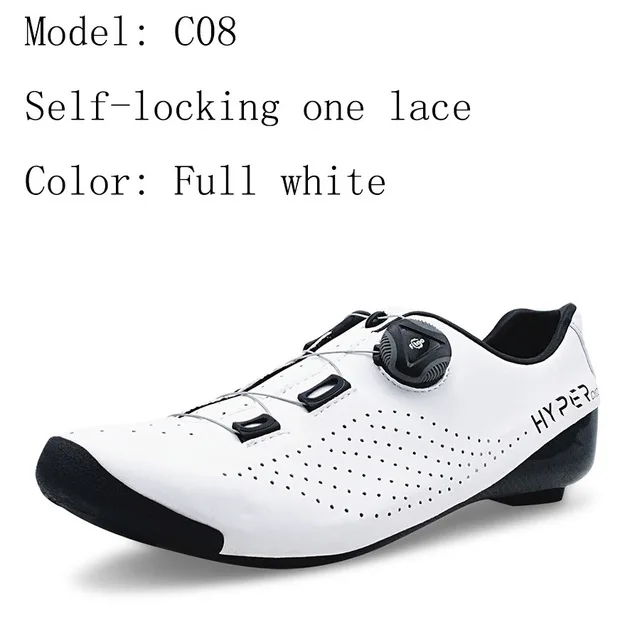 Оригинальная гипер велосипедная обувь теплоизоляционная 3K Углеродное волокно дорожный велосипед кроссовки 1 шнурки самофиксирующийся термопластичный велосипед C08 - Color: White