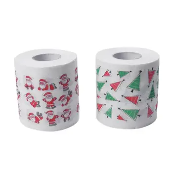 

2 Roll Stylish Toilet Roll Paper Christmas Santa Printing Roll Paper Colored Printed Christmas Bath Tissue