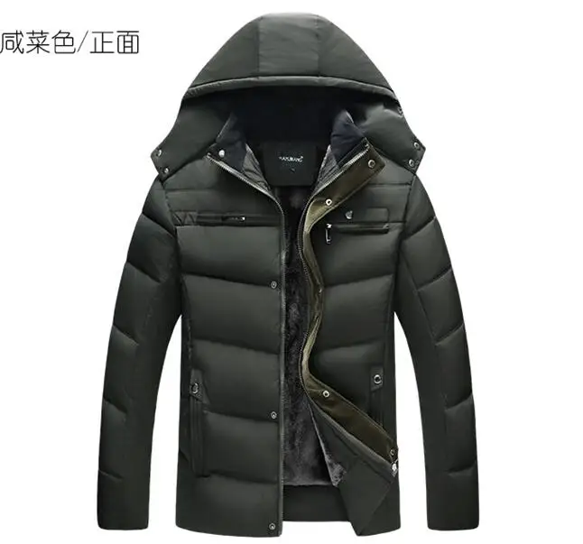 navy blue warm Мужская Толстая теплая зимняя ветровка, куртки, повседневные мужские парки, верхняя одежда с капюшоном, одноцветная куртка - Цвет: navy blue warm