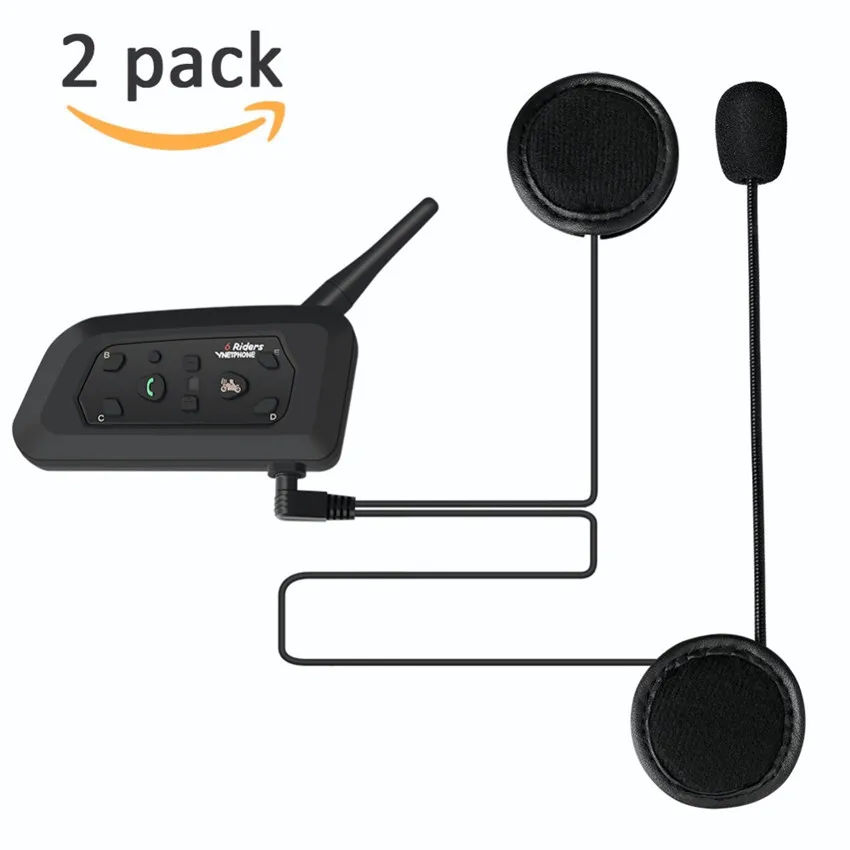 2 шт Vnetphone V6 Multi BT Interphone 1200 м Мотоциклетный Bluetooth Шлем Интерком Intercomunicador ммнес гарнитура для мото