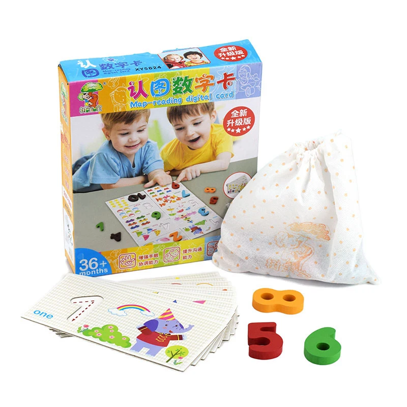 

Wooden Math Card Digital Matching 3D Puzzle Early Learning Cartoon Animal Pair Puzzle Educational Toys for Children