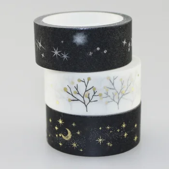 

1.5mm*5M Black White Washi Tape Bronzing Textured Decorative Adhesive Tapes DIY Scrapbooking Masking Tape School Supplies