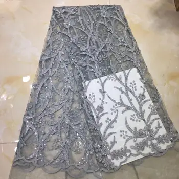 

(5yards/lot) High Quality glitter mesh Lace Fabric silver powder African Guipure Lace fabric 2019 with glued glitter Sequins